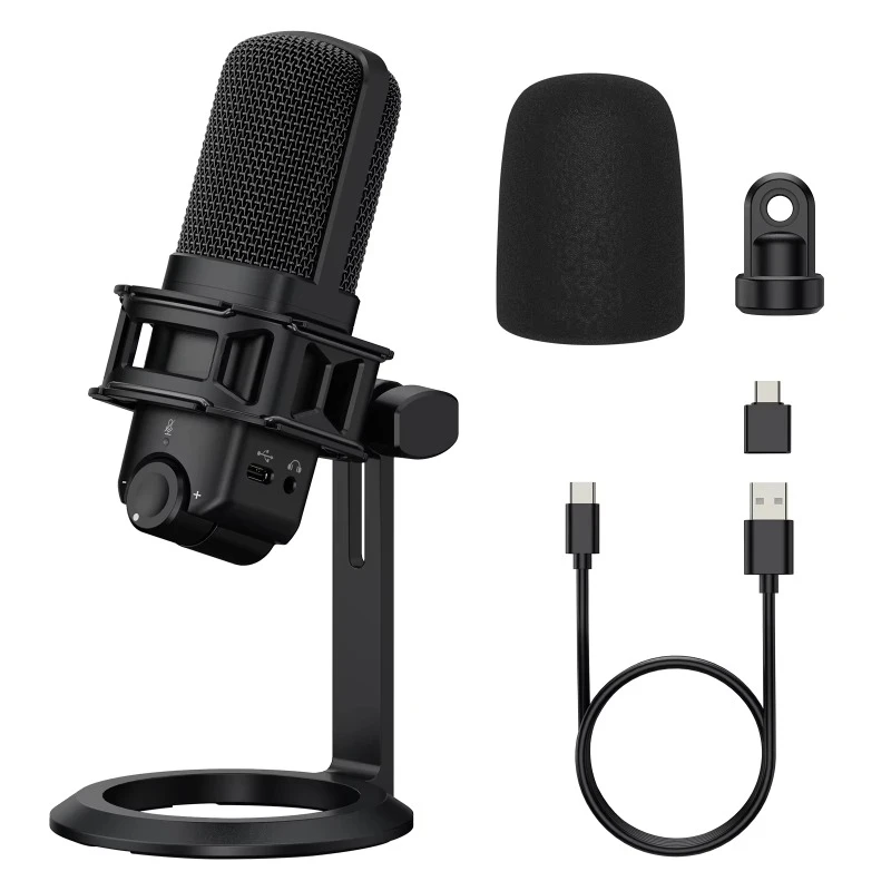 USB Microphone for Computer, Condenser Cardioid Desktop Mic Plug & Play with Mic Gain, Mute Button and Headphone Port
USB Microphone for Computer, Condenser Cardioid Desktop Mic Plug & Play with Mic Gain, Mute Button and Headphone Port