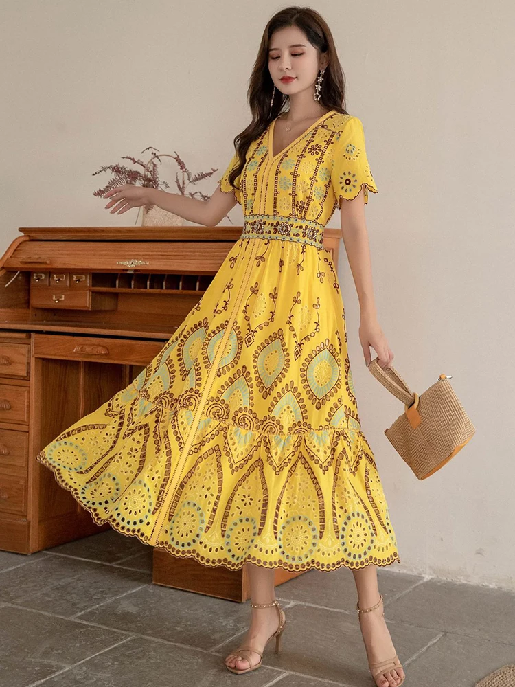 Gypsylady Boho Floral Chic Embroidery Maxi Dress Cotton&linen Yellow Holiday Dresses Women Hollow Out Ladies Vintage Vestidos
Gypsylady Boho Floral Chic Embroidery Maxi Dress Cotton&linen Yellow Holiday Dresses Women Hollow Out Ladies Vintage Vestidos