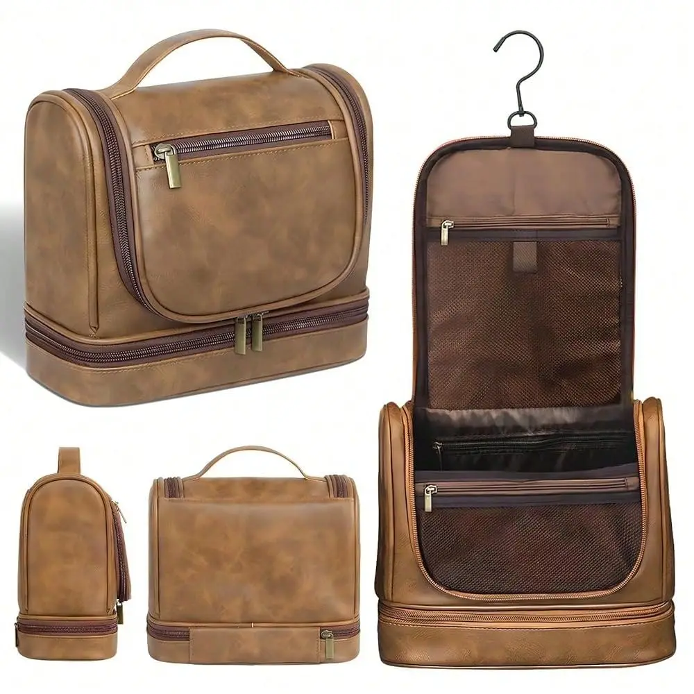 Travel Toiletry Bag For Men And Women, Leather Hanging Toiletry Organizer, Waterproof With Separate Compartments, Travel Kit Fo
Travel Toiletry Bag For Men And Women, Leather Hanging Toiletry Organizer, Waterproof With Separate Compartments, Travel Kit Fo