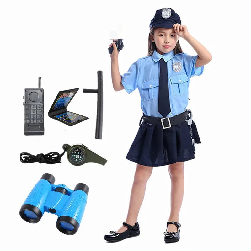 Girls Police Officer Dress Costume Halloween Costume Set Shirt Roll-Up Top Lace-Up Police Woman Dress + Hat Playset
Girls Police Officer Dress Costume Halloween Costume Set Shirt Roll-Up Top Lace-Up Police Woman Dress + Hat Playset