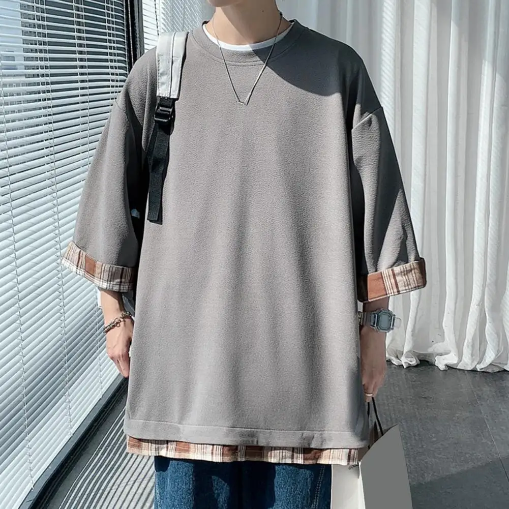 Men Solid Color Top Men Top Men's Loose Fit Two-piece Style T-shirt with Three Quarter Sleeves Solid Color Plus for Streetwear
Men Solid Color Top Men Top Men's Loose Fit Two-piece Style T-shirt with Three Quarter Sleeves Solid Color Plus for Streetwear