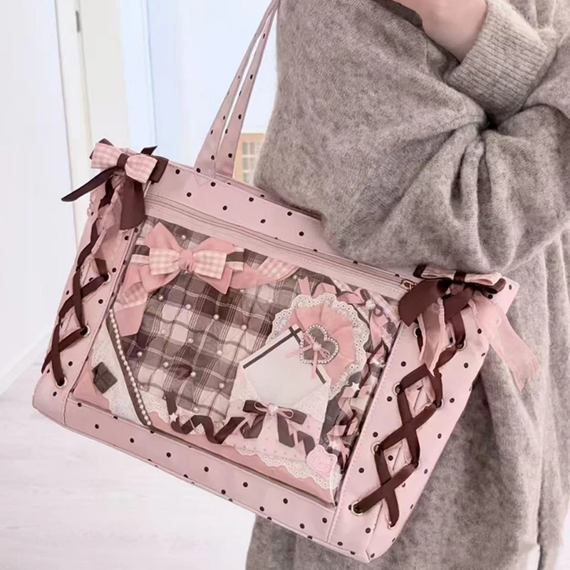 Japanese Polka Dot Shoulder Bag, Sweet Cute Large-capacity Ita Bag, Bow Lace Tie Design Handbag Fashion Lightweight Laptop Bag
Japanese Polka Dot Shoulder Bag, Sweet Cute Large-capacity Ita Bag, Bow Lace Tie Design Handbag Fashion Lightweight Laptop Bag