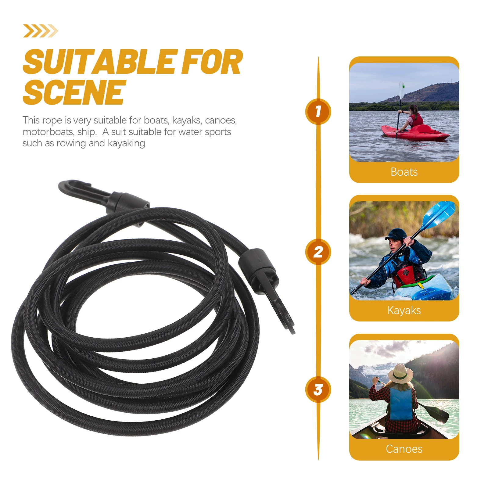 Kayaking Elastic Rope Set Marine Bungee Cord Dock Line with Hook Boat Tie off Accessories Docking Yacht
Kayaking Elastic Rope Set Marine Bungee Cord Dock Line with Hook Boat Tie off Accessories Docking Yacht