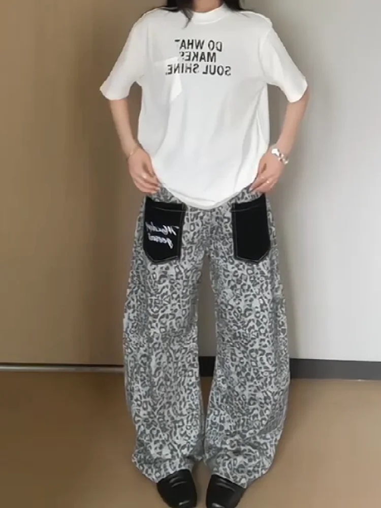 American High Street Spicy Letter Embroidery Leopard Print Jeans Women Summer Loose Bf Lazy Style Wide Leg Knife Pants
American High Street Spicy Letter Embroidery Leopard Print Jeans Women Summer Loose Bf Lazy Style Wide Leg Knife Pants