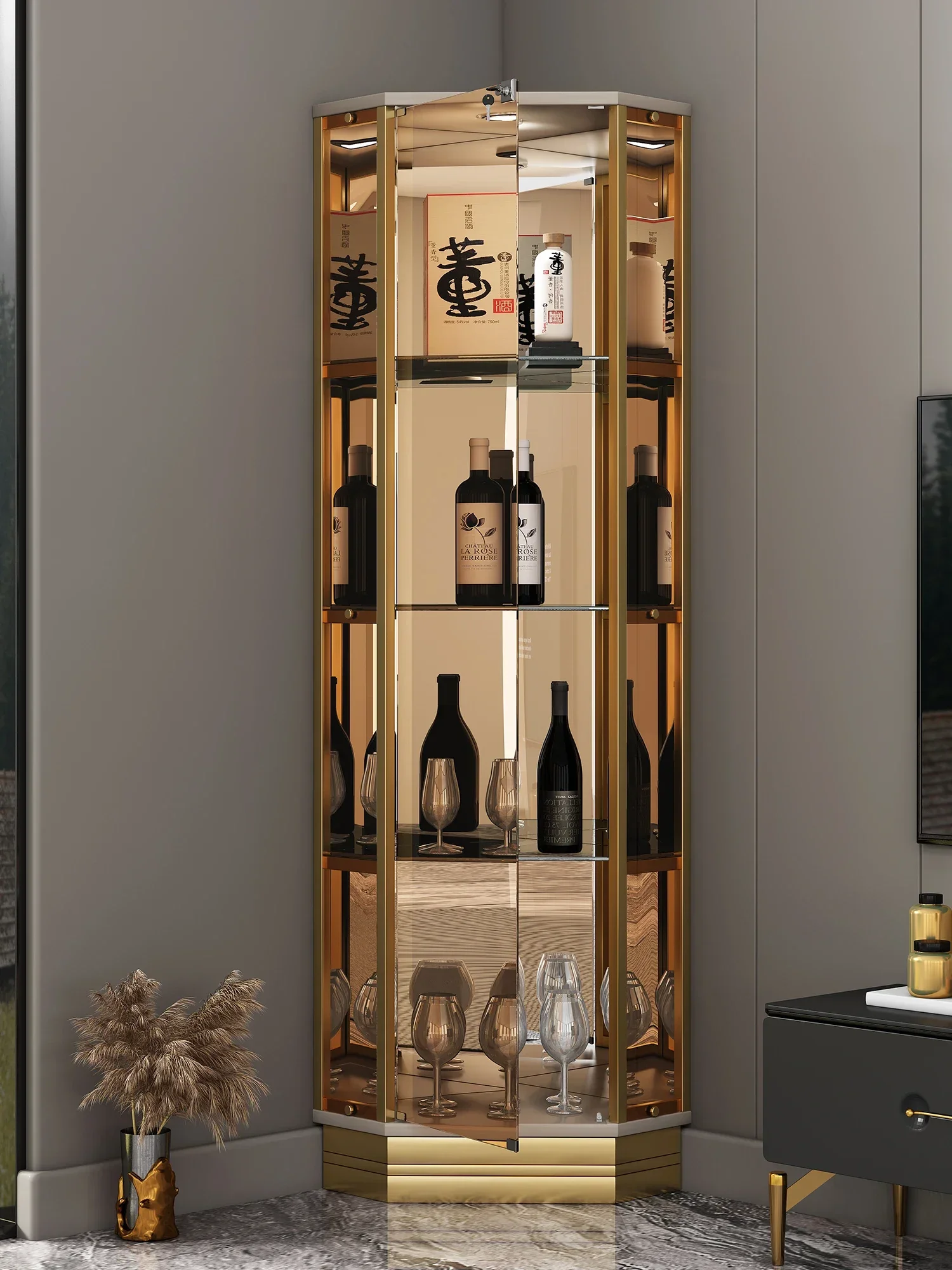 FG52*Light Luxury Triangle Cabinet Small Apartment Wall Glass Stainless Steel Corner Cabinet
FG52*Light Luxury Triangle Cabinet Small Apartment Wall Glass Stainless Steel Corner Cabinet