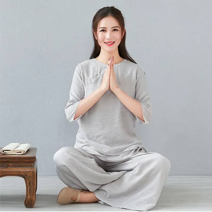 Women's Summer Autumn Cotton Linen Zen Meditation Set Layperson's Clothing Top Vintage Tea Costume Tang Suit Hanfu
Women's Summer Autumn Cotton Linen Zen Meditation Set Layperson's Clothing Top Vintage Tea Costume Tang Suit Hanfu