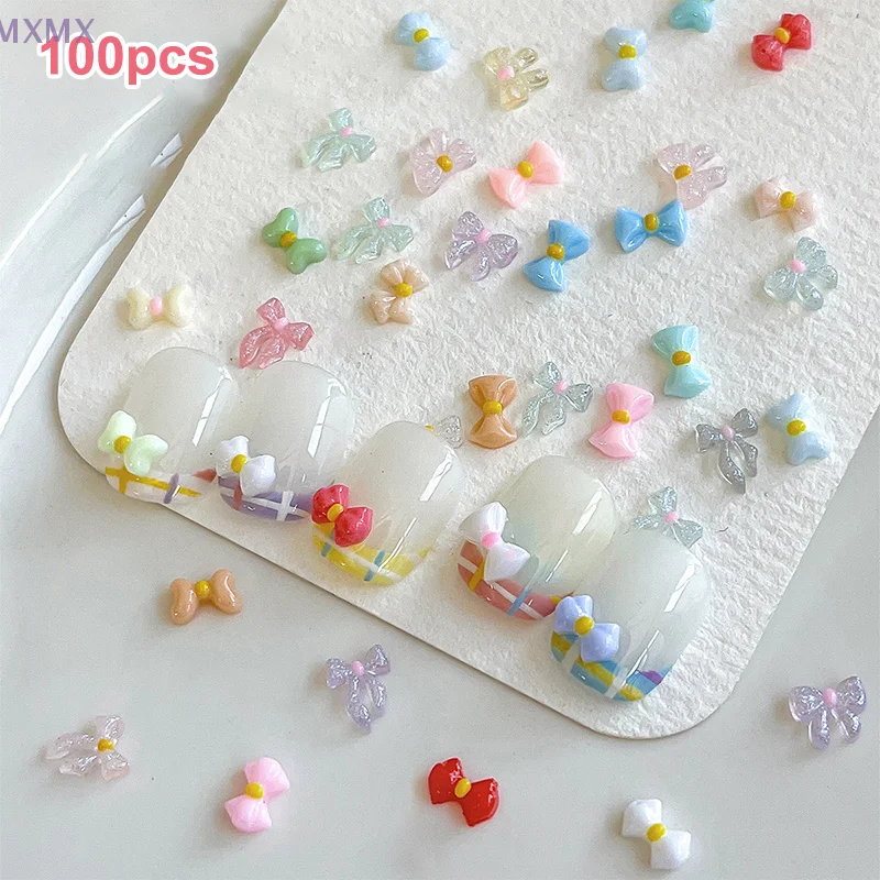 100Pcs Small Fresh Colorful Bow Nail Art Charms Mini Resin Ribbon Bow Nail Rhinestones DIY Summer Nail Art Decor Accessories
100Pcs Small Fresh Colorful Bow Nail Art Charms Mini Resin Ribbon Bow Nail Rhinestones DIY Summer Nail Art Decor Accessories