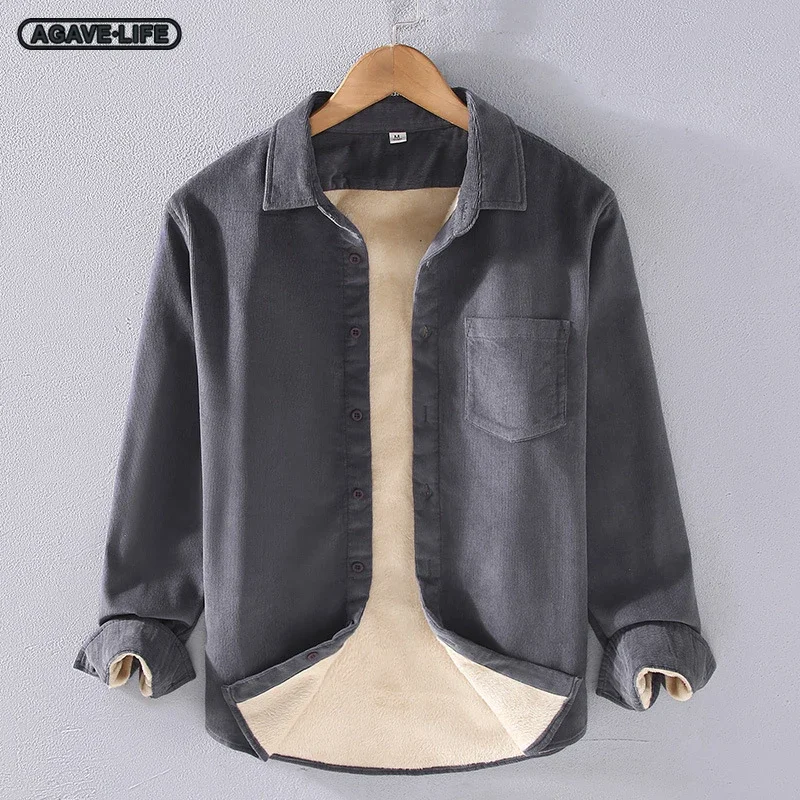 Autumn Winter Pure Cotton Corduroy Shirts Men's Plus Velvet Warm Thickened Shirt Bussiness Male Square Collar Comfortable Shirt
Autumn Winter Pure Cotton Corduroy Shirts Men's Plus Velvet Warm Thickened Shirt Bussiness Male Square Collar Comfortable Shirt
