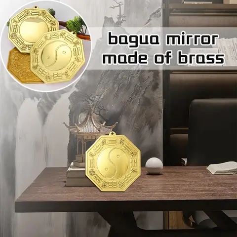 Traditional Chinese Feng Shui Tai Chi Bagua Copper Mirror Lucky Blessing Home Decor Crafts Convex Mirror Ornaments