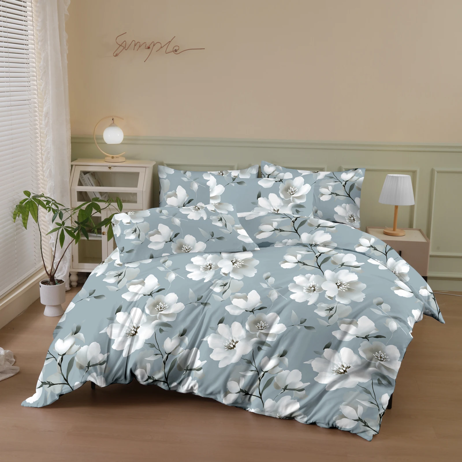 Gentle as Water Floral Print Brushed Duvet Cover Set (2 Pillowcases + 1 Duvet Cover) Floral Pattern Bedspread 3-Piece Set Ultra-
Gentle as Water Floral Print Brushed Duvet Cover Set (2 Pillowcases + 1 Duvet Cover) Floral Pattern Bedspread 3-Piece Set Ultra-