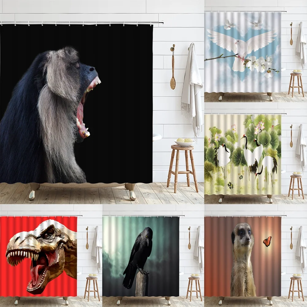 Baboon Wild Animal Shower Curtains Cranes Dinosaur Pigeons Bird Waterproof Fabric Bath Curtains Bathroom Decor Screen With Hooks
Baboon Wild Animal Shower Curtains Cranes Dinosaur Pigeons Bird Waterproof Fabric Bath Curtains Bathroom Decor Screen With Hooks