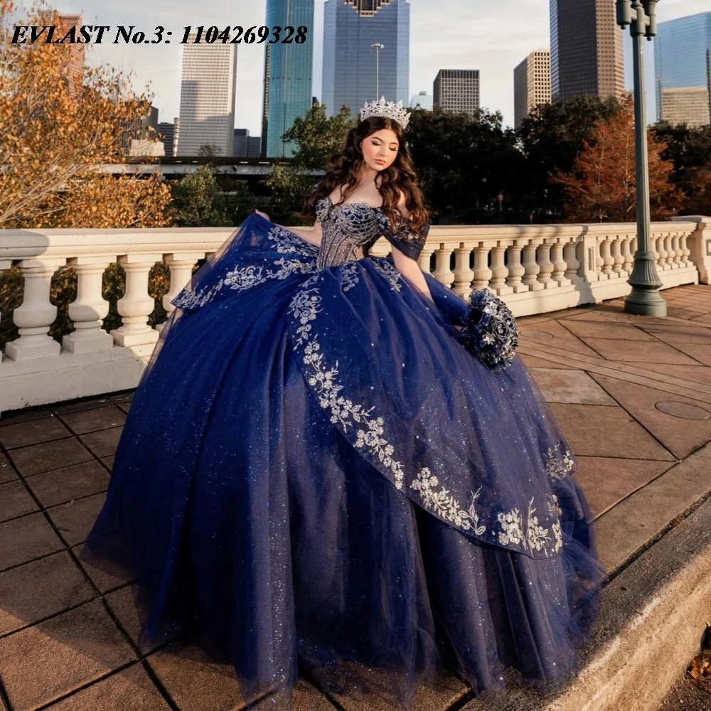 EVLAST Customized Glitter Navy Blue Quinceanera Dress Ball Gown Lace Applique Beading Bow Sweet 16 Vestidos De 15 Anos E3Q718
EVLAST Customized Glitter Navy Blue Quinceanera Dress Ball Gown Lace Applique Beading Bow Sweet 16 Vestidos De 15 Anos E3Q718