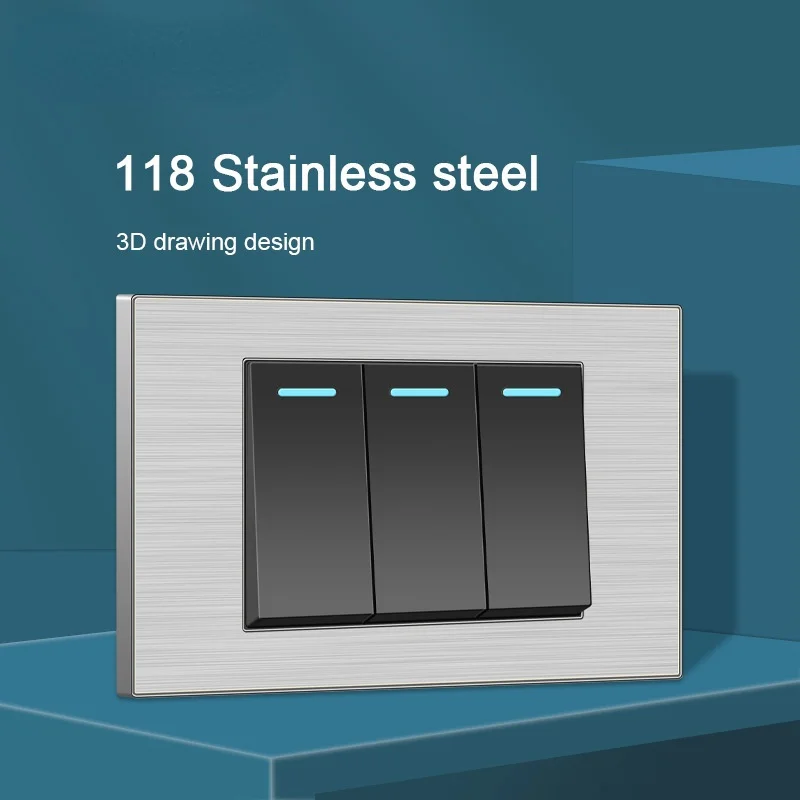 118 stainless steel black wall switchUS AU Brazil Mexico standard switch 13A international switch sockets of various styles
118 stainless steel black wall switchUS AU Brazil Mexico standard switch 13A international switch sockets of various styles