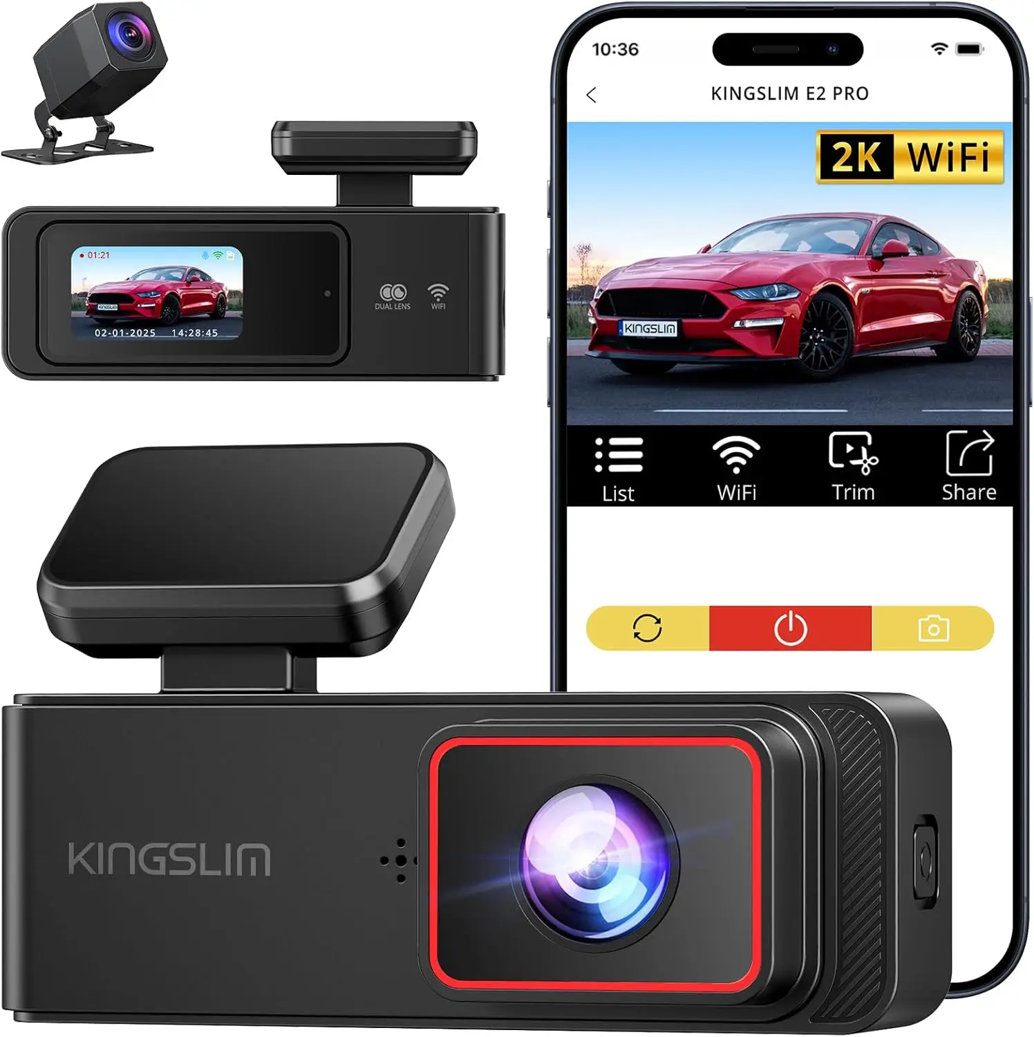 WirelCam 2K WiFi Dashcam Front Rear with 1.5' Screen, G-Sensor, Time Lapse, Parking Monitor
WirelCam 2K WiFi Dashcam Front Rear with 1.5' Screen, G-Sensor, Time Lapse, Parking Monitor