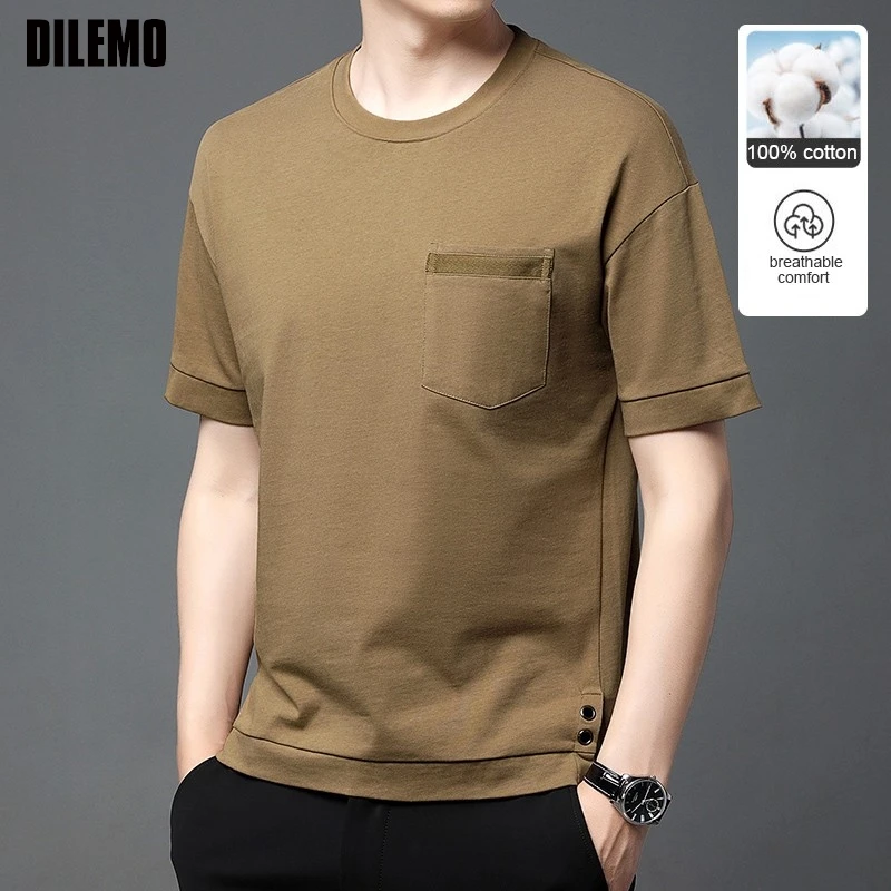 High End 100 % Cotton With Pocket New Brand Summer Tops Round Neck Mens t Shirt Designer Short Sleeve Casual Fashion Men Clothes
High End 100 % Cotton With Pocket New Brand Summer Tops Round Neck Mens t Shirt Designer Short Sleeve Casual Fashion Men Clothes
