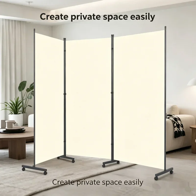 3-Panel White Folding Partition Wall Movable Room Divider Screen with Wheels Office Sliding Space Divider
3-Panel White Folding Partition Wall Movable Room Divider Screen with Wheels Office Sliding Space Divider