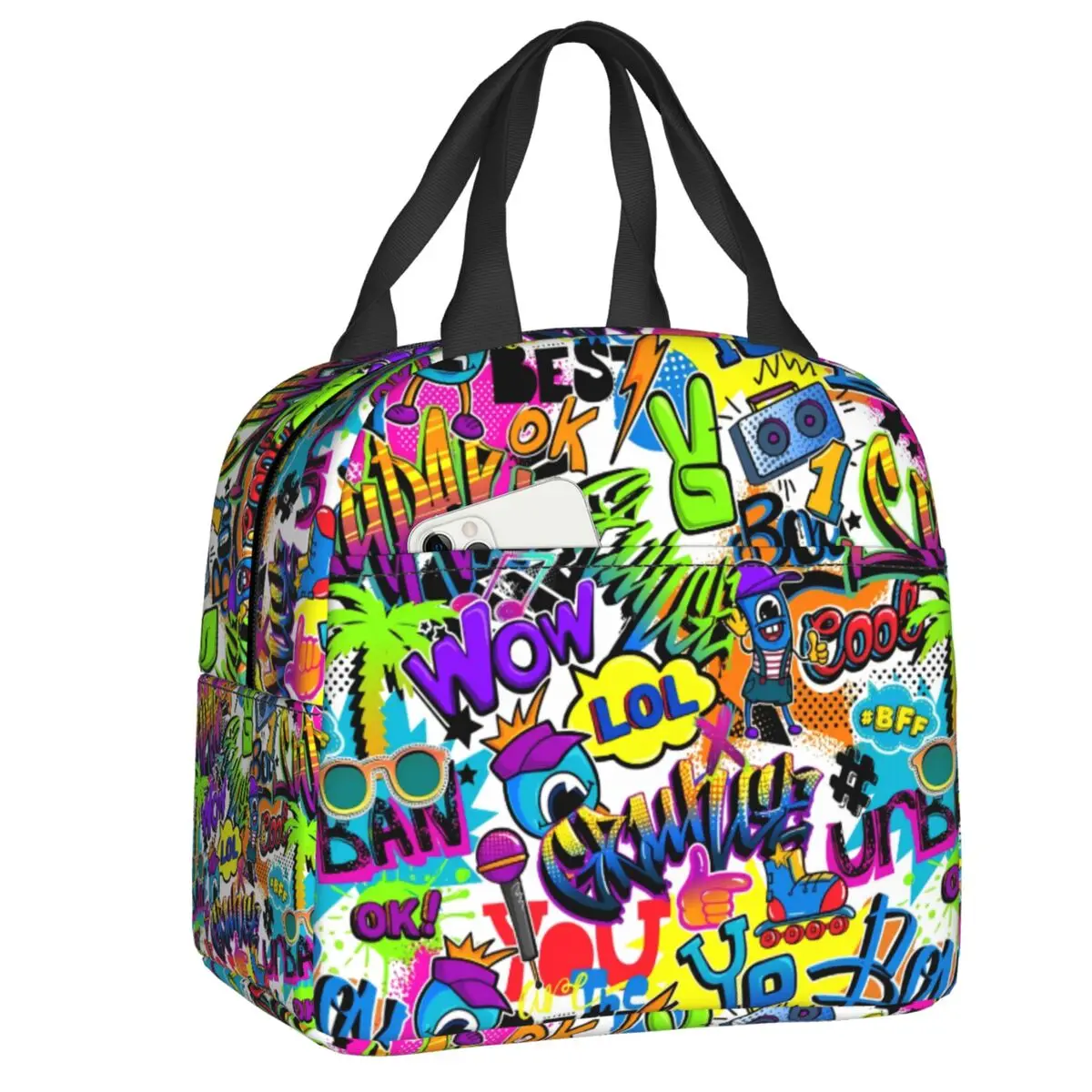 Custom Retro Comics With Palm Tree Graffiti Art Lunch Bag Men Women Thermal Cooler Insulated Lunch Boxes for Children School
Custom Retro Comics With Palm Tree Graffiti Art Lunch Bag Men Women Thermal Cooler Insulated Lunch Boxes for Children School