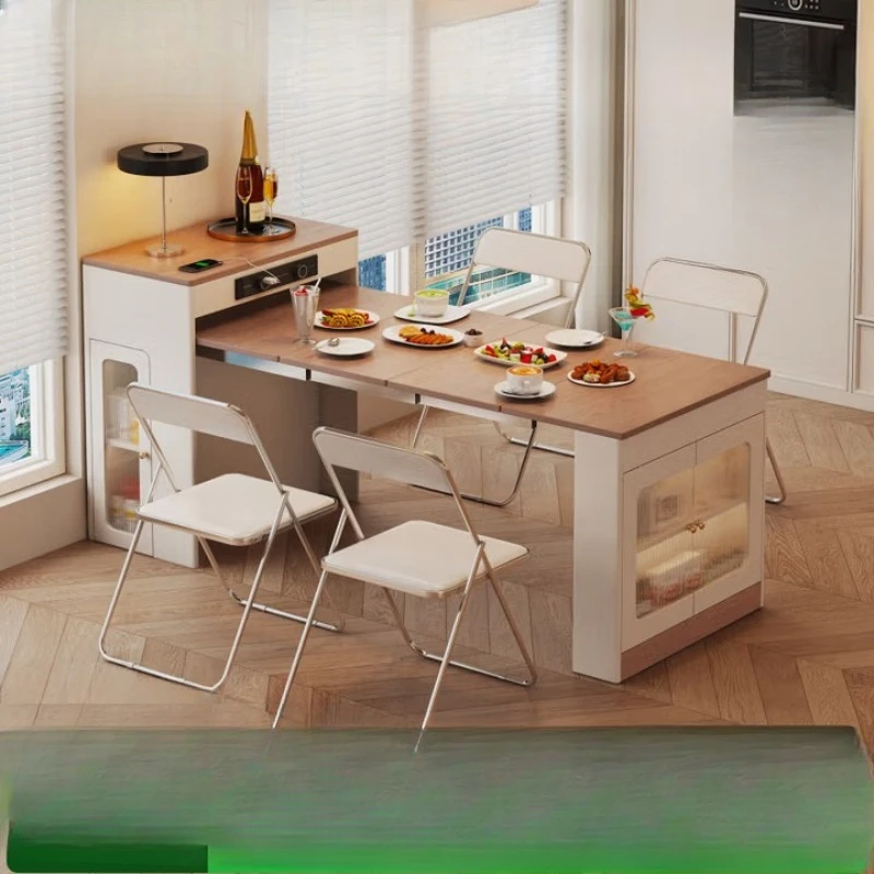 Интегрированный обеденный стол для кухни, выдвижной, складной, мобильный, многофункциональный приставной столик для небольшой квартиры.
Интегрированный обеденный стол для кухни, выдвижной, складной, мобильный, многофункциональный приставной столик для небольшой квартиры.