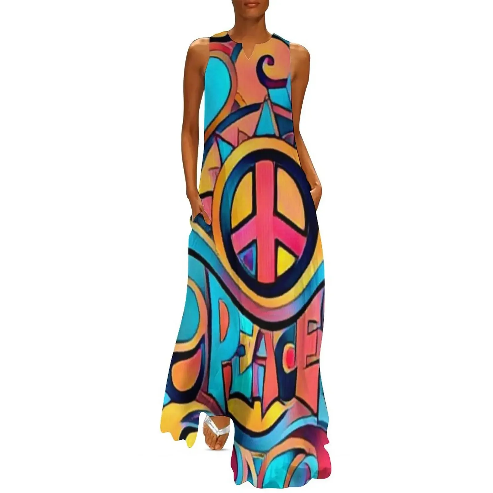 Peace and Love Colorful Retro Art Long Dress Summer women's clothing dress for woman cocktail dresses sexy dress
Peace and Love Colorful Retro Art Long Dress Summer women's clothing dress for woman cocktail dresses sexy dress