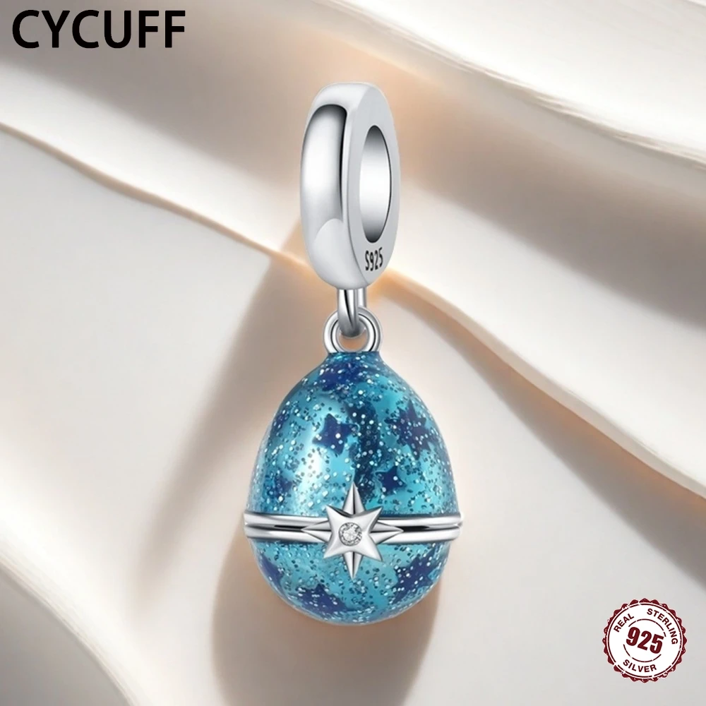 CYCUFF 925 Sterling Silver Pendant Beads Zircon Blue Star Easter Egg Original DIY Birthday Party Fashion Jewelry For Women Gifts
CYCUFF 925 Sterling Silver Pendant Beads Zircon Blue Star Easter Egg Original DIY Birthday Party Fashion Jewelry For Women Gifts
