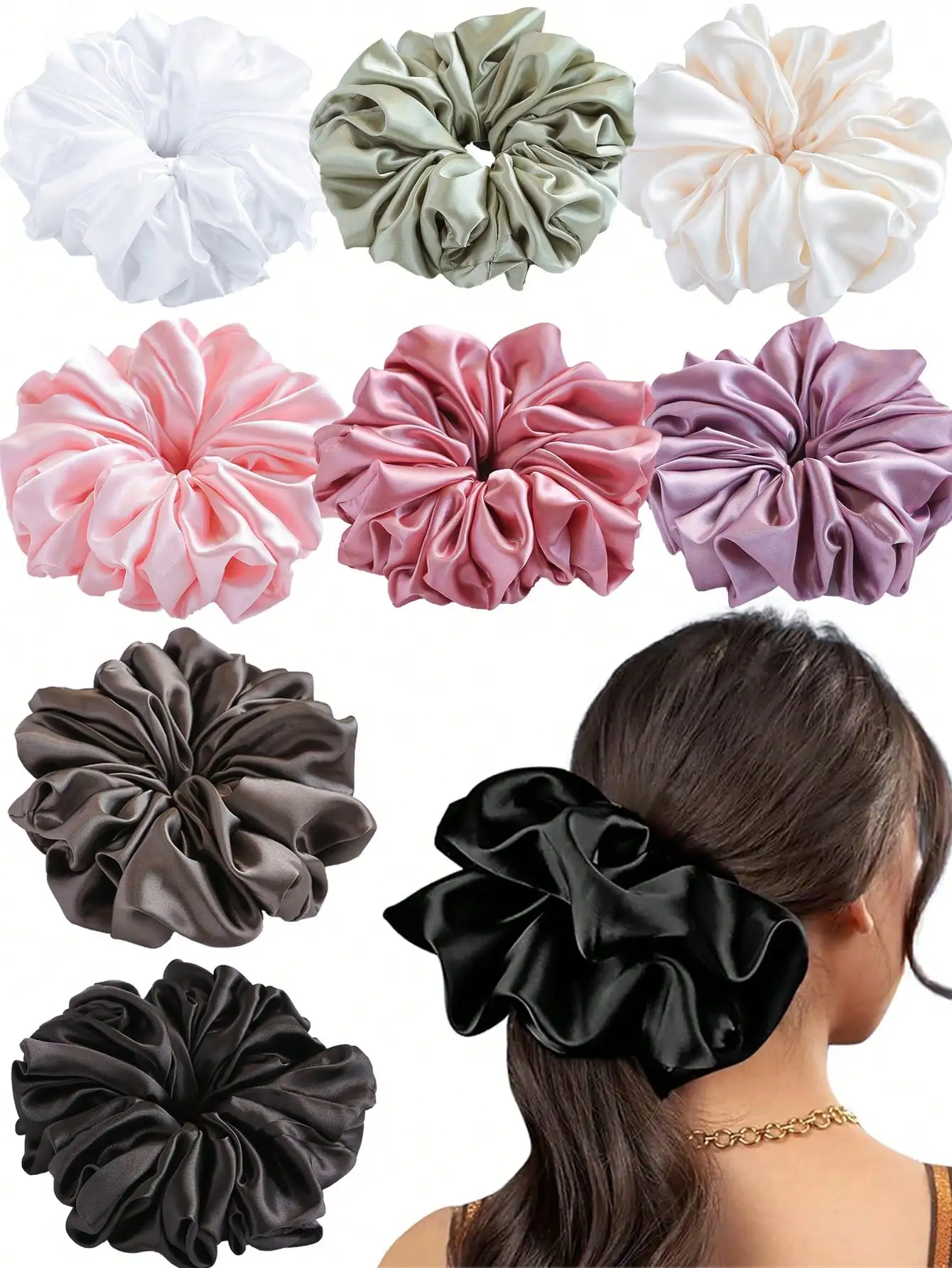 XXL Black Satin Hair Scrunchie, Versatile Hair Accessory For Women Hair Ties Ponytail Holder Beauty Home Hair Accessories Holiday Accessories,Festival,Party
XXL Black Satin Hair Scrunchie, Versatile Hair Accessory For Women Hair Ties Ponytail Holder Beauty Home Hair Accessories Holiday Accessories,Festival,Party