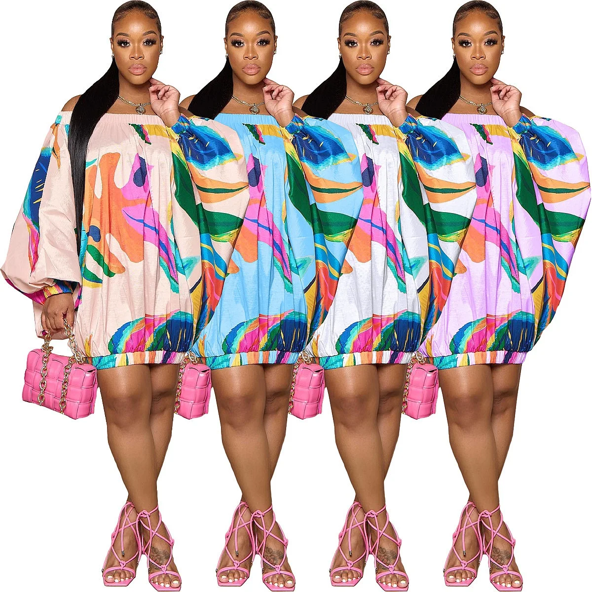 New Arrival Women's Off Shoulder Digital Print Batwing Sleeve Dress, Dresses Spring Summer Overall Jumpsuit Playsuit
New Arrival Women's Off Shoulder Digital Print Batwing Sleeve Dress, Dresses Spring Summer Overall Jumpsuit Playsuit