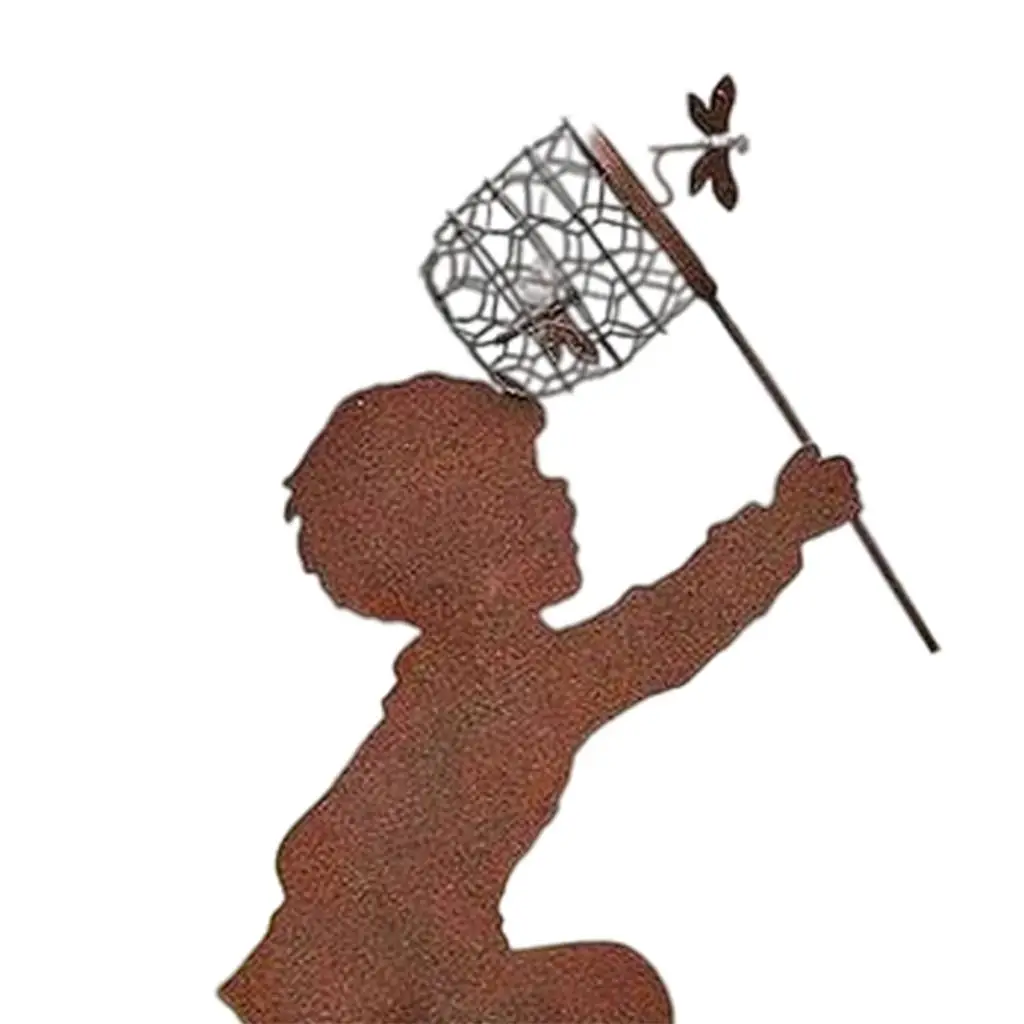 Iron Pure Hand Made Stakes Boy Chasing Dragonfly Standing Silhouette Statue Stake for Garden Housewarming Yard Lawn Decor
Iron Pure Hand Made Stakes Boy Chasing Dragonfly Standing Silhouette Statue Stake for Garden Housewarming Yard Lawn Decor
