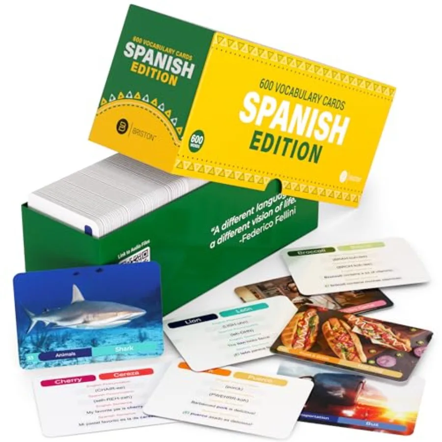 Briston Spanish Vocabulary Flash Cards 600 English to Spanish Flashcards with Example Sentences and Pronunciations Language Lea
Briston Spanish Vocabulary Flash Cards 600 English to Spanish Flashcards with Example Sentences and Pronunciations Language Lea