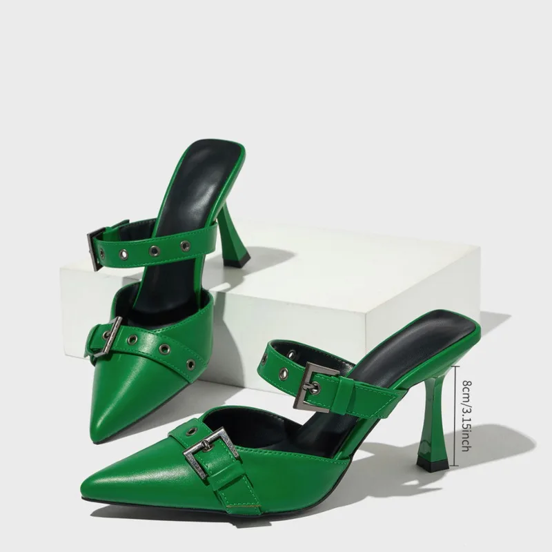 Women's High Heels Sandals Summer Punk Goth Metal Buckle Pointed Toe green Party Shoes Fashion Luxury Thin Pumps Shoes
Women's High Heels Sandals Summer Punk Goth Metal Buckle Pointed Toe green Party Shoes Fashion Luxury Thin Pumps Shoes