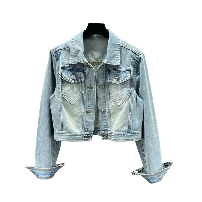 Vintage Blue Slim Short Denim Jacket Coat Women Cowboy Outerwear Spring Autumn New Big Pocket Long Sleeve Jeans Jacket Female
Vintage Blue Slim Short Denim Jacket Coat Women Cowboy Outerwear Spring Autumn New Big Pocket Long Sleeve Jeans Jacket Female