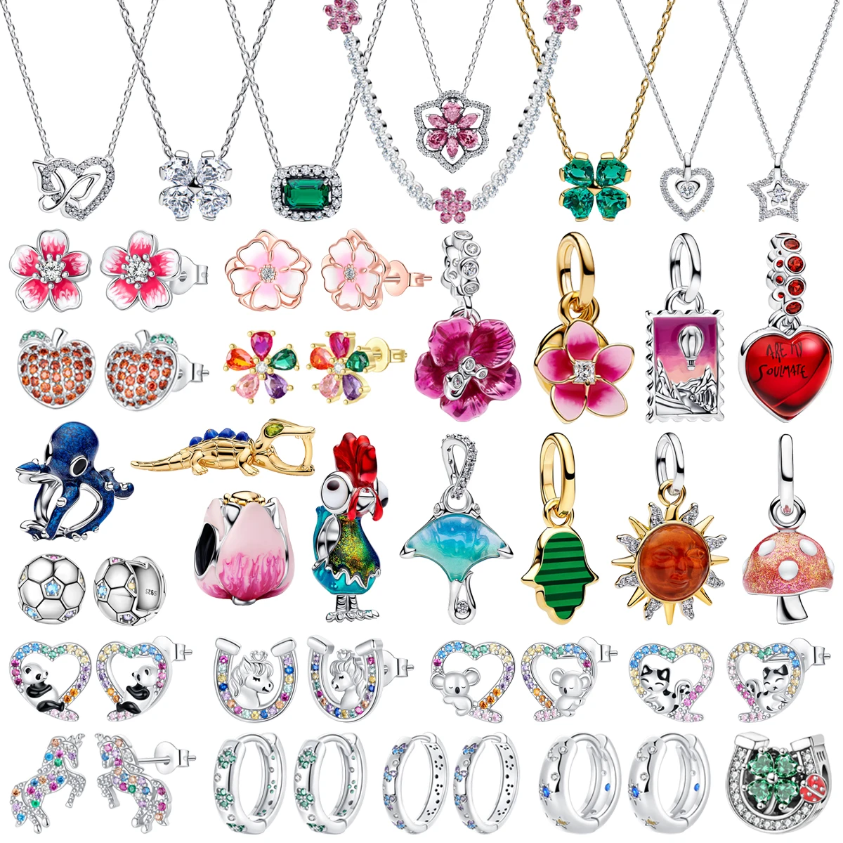 925 Sterling Silver Colorful Four Leaf Clover Bow Flower Bead Pendant Necklace Zircon Earrings fit Women's Fine Jewelry Gifts
925 Sterling Silver Colorful Four Leaf Clover Bow Flower Bead Pendant Necklace Zircon Earrings fit Women's Fine Jewelry Gifts
