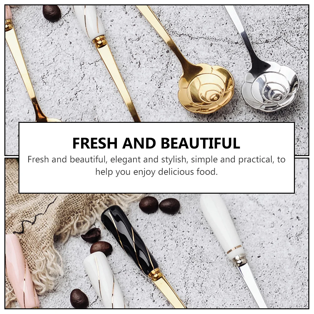 4 Pcs Flower-shaped Spoon Face Ceramic Handle Dessert Spoons Ice Cream Utensil Kitchen
4 Pcs Flower-shaped Spoon Face Ceramic Handle Dessert Spoons Ice Cream Utensil Kitchen