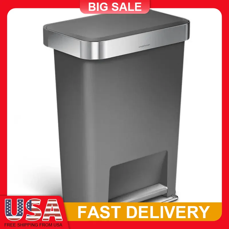 45L Rectangular Step Trash Can with Silent Close Lid Heavy Duty Steel Pedal Built In Liner Pocket for Kitchen Waste Bin Storage
45L Rectangular Step Trash Can with Silent Close Lid Heavy Duty Steel Pedal Built In Liner Pocket for Kitchen Waste Bin Storage