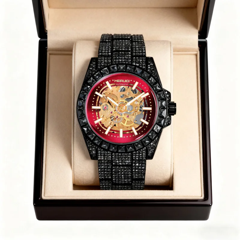 Мужские черно-красные механические часы с турбийоном и звездным небом, лимитированная серия, полностью автоматические, премиум-класса.
Мужские черно-красные механические часы с турбийоном и звездным небом, лимитированная серия, полностью автоматические, премиум-класса.