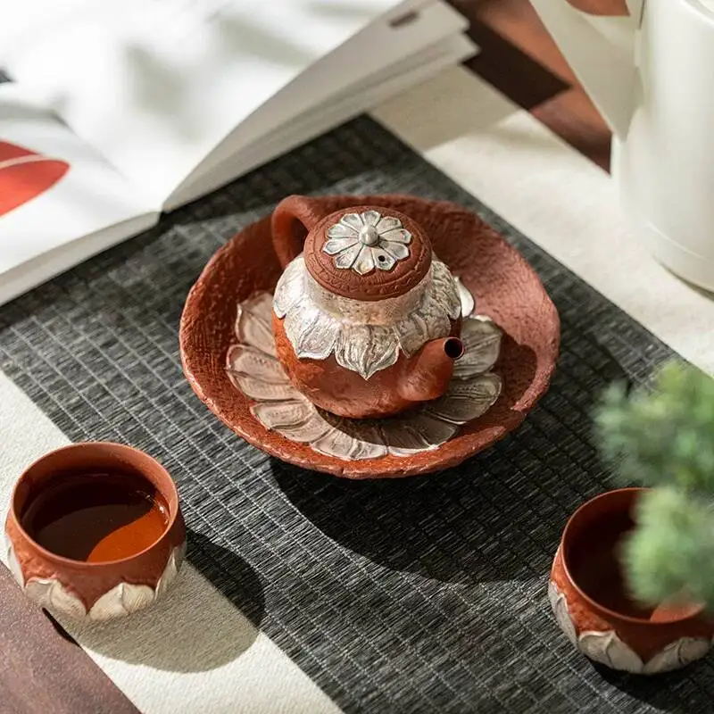 Silver Painted Lotus Teapot Stand For Home Use Purple Clay Kung Fu Set Accessories Silver Plated Tray Small Dry Tea Tray
Silver Painted Lotus Teapot Stand For Home Use Purple Clay Kung Fu Set Accessories Silver Plated Tray Small Dry Tea Tray