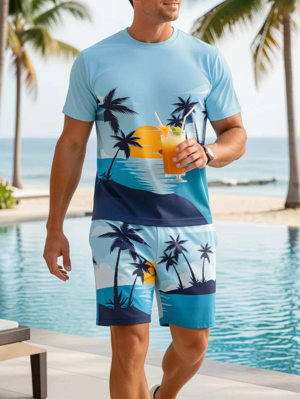 2026 Men's 2 Piece Set Hawaiian Palm Tree Print Men's T-Shirt Shorts Set Casual Men's Short Sleeve Top Outdoor Beach Men's Short
2026 Men's 2 Piece Set Hawaiian Palm Tree Print Men's T-Shirt Shorts Set Casual Men's Short Sleeve Top Outdoor Beach Men's Short