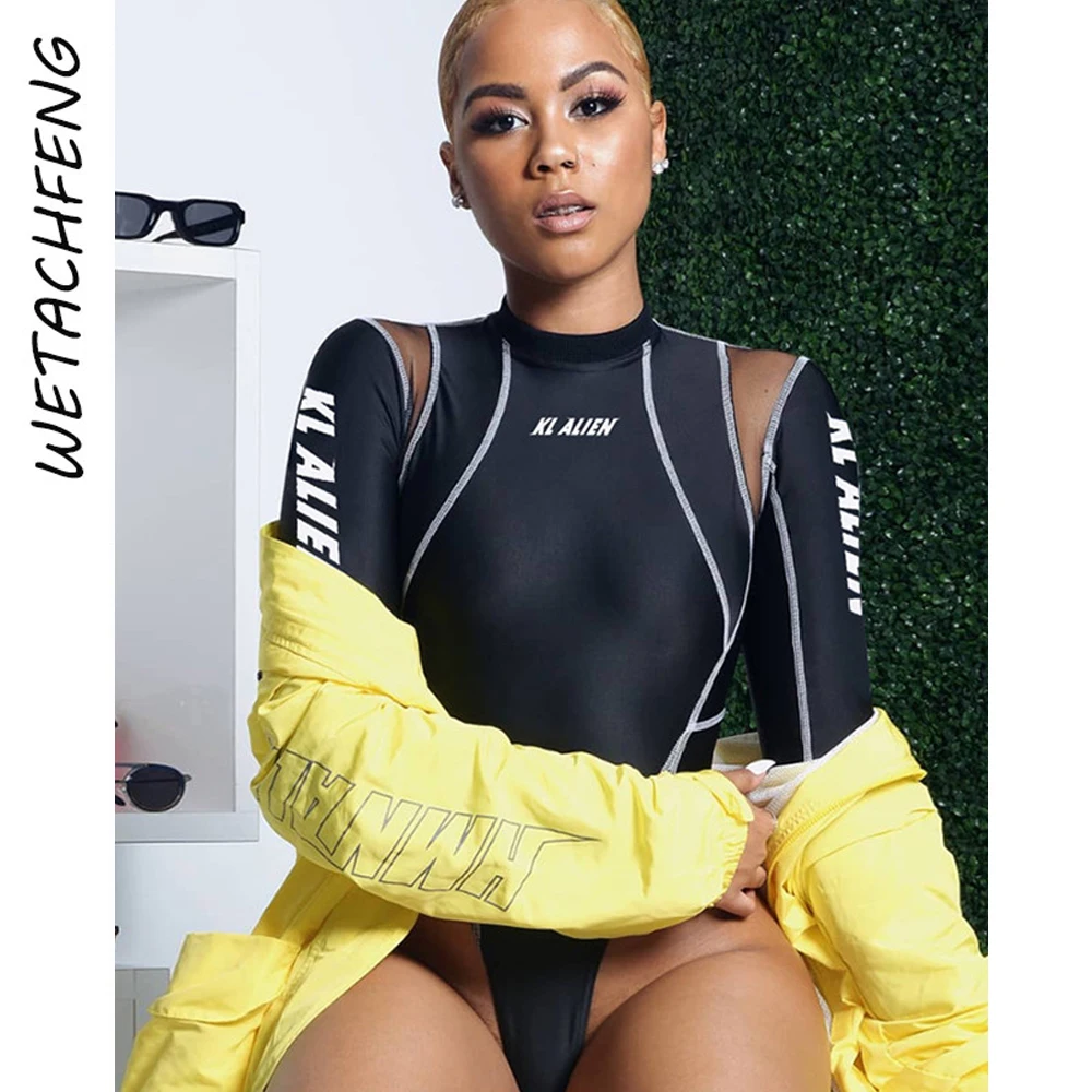 Women's Sexy Black Striped Letter Printed Bodysuits Clothes Summer Streetwear Mesh Long Sleeve One Piece Y2K T Shirts Overalls
Women's Sexy Black Striped Letter Printed Bodysuits Clothes Summer Streetwear Mesh Long Sleeve One Piece Y2K T Shirts Overalls