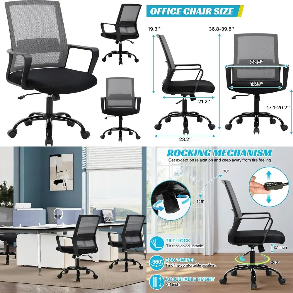 Mesh Ergonomic Office Chair, Adjustable Height Swivel Chair with Wheels, Grey for Home or Gaming Room
Mesh Ergonomic Office Chair, Adjustable Height Swivel Chair with Wheels, Grey for Home or Gaming Room