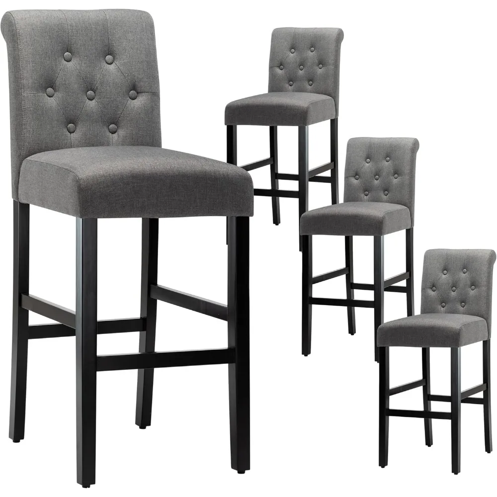30'' Bar Stools Set of 4 Bar Height Chairs with Button Tufted Back for Kitchen Island, Gray
30'' Bar Stools Set of 4 Bar Height Chairs with Button Tufted Back for Kitchen Island, Gray