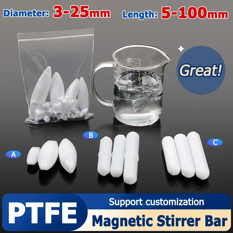 Type-A/B/C Dia 3-25mm Magnetic Stirrer Bar PTFE Magnetic Stirrer Mixer Stir No Burrs Laboratory Experiment Length 5-100mm
Type-A/B/C Dia 3-25mm Magnetic Stirrer Bar PTFE Magnetic Stirrer Mixer Stir No Burrs Laboratory Experiment Length 5-100mm