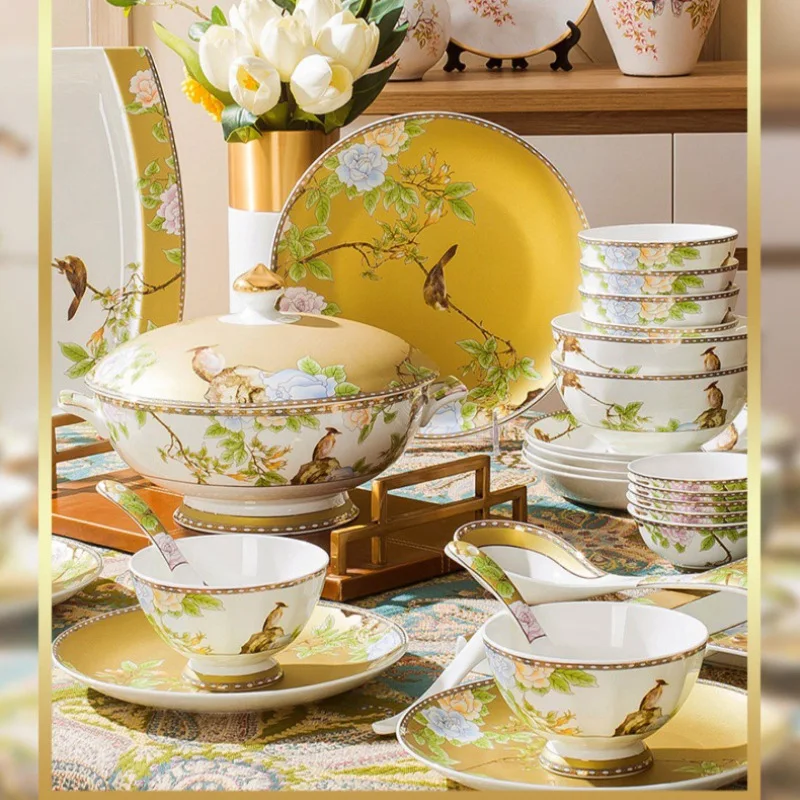 Chinese style ceramic bowl and plate set household high-end ceramic bowl tableware set combination direct sales free shipping
Chinese style ceramic bowl and plate set household high-end ceramic bowl tableware set combination direct sales free shipping