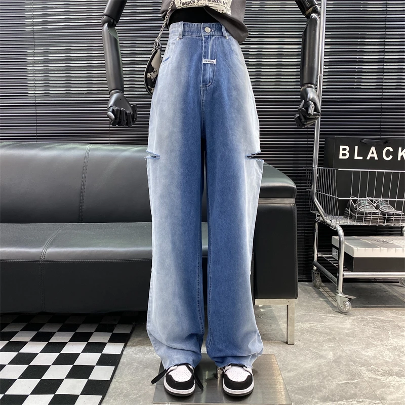 New 2022 Designer new style Famous brand Gradient little chap Wide leg jeans Retro High waist hole Denim pants
New 2022 Designer new style Famous brand Gradient little chap Wide leg jeans Retro High waist hole Denim pants