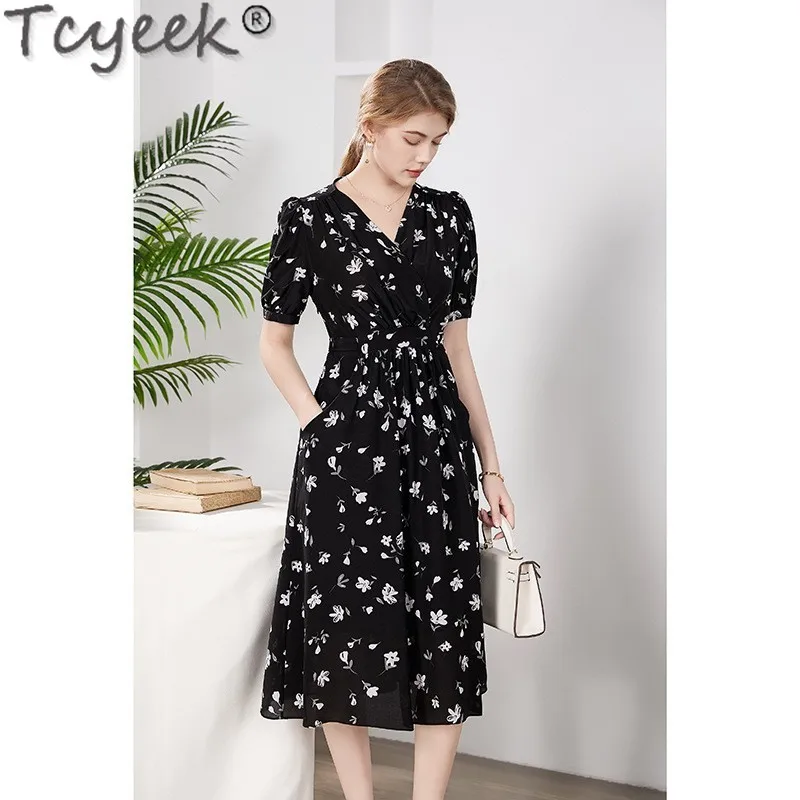 Tcyeek 100% Real Silk Dress Elegant and Pretty Women's Dresses High-end Mulberry Silk Dresses Summer Women Clothes Floral Dress
Tcyeek 100% Real Silk Dress Elegant and Pretty Women's Dresses High-end Mulberry Silk Dresses Summer Women Clothes Floral Dress