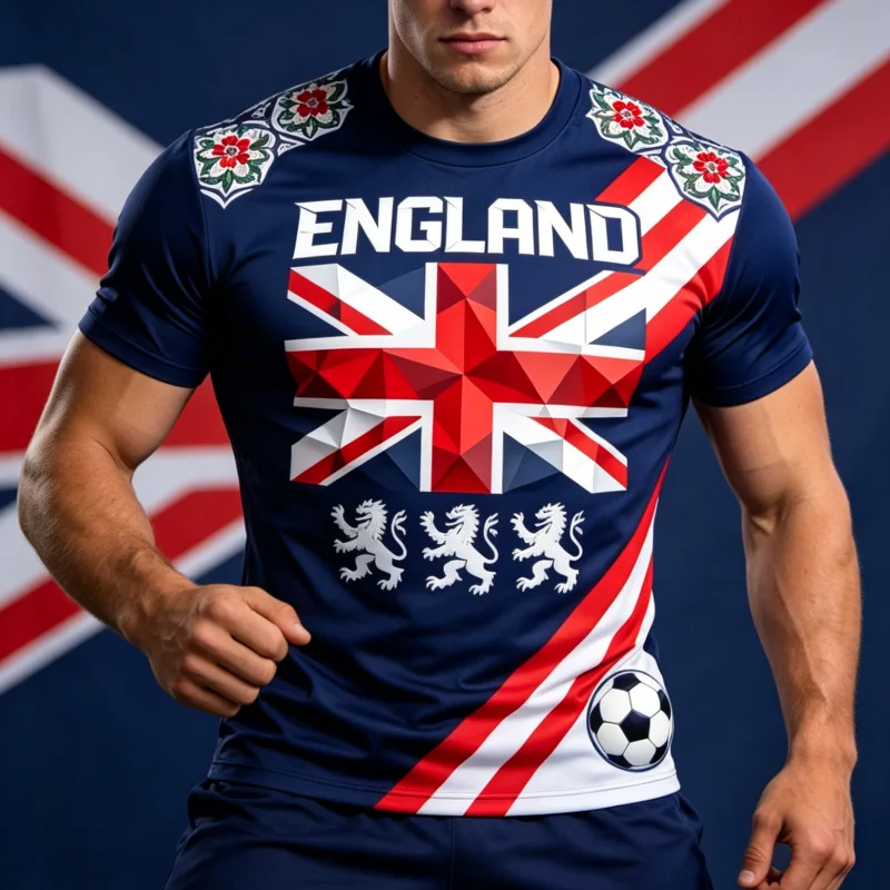 Summer England Flag Three Lions Football Printed Quick drying Short sleeved T-shirt for Men's Loose Breathable Sports Shirt Top
Summer England Flag Three Lions Football Printed Quick drying Short sleeved T-shirt for Men's Loose Breathable Sports Shirt Top