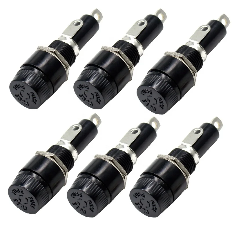 6PCS Fuse Holders Black Insurance Tube Socket Fuse Holder For 5*20 Insurance Panel Mount Fuse Holder
6PCS Fuse Holders Black Insurance Tube Socket Fuse Holder For 5*20 Insurance Panel Mount Fuse Holder