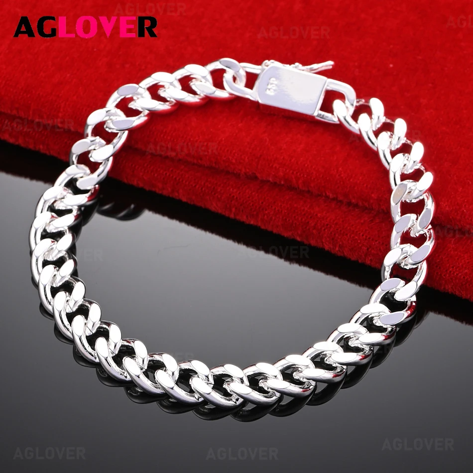 AGLOVER 925 Sterling Silver 8mm Side Square Buckle Bracelet Women Charm Fashion Party Jewelry
AGLOVER 925 Sterling Silver 8mm Side Square Buckle Bracelet Women Charm Fashion Party Jewelry