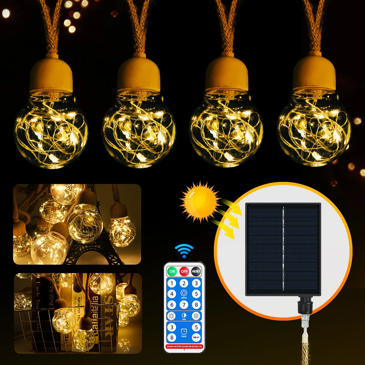 Outdoor Solar Fairy Lights with 20 Bulbs, LED Fairy Lights, Outdoor Solar Weatherproof, 8 Modes, Vintage Hemp Rope String light
Outdoor Solar Fairy Lights with 20 Bulbs, LED Fairy Lights, Outdoor Solar Weatherproof, 8 Modes, Vintage Hemp Rope String light