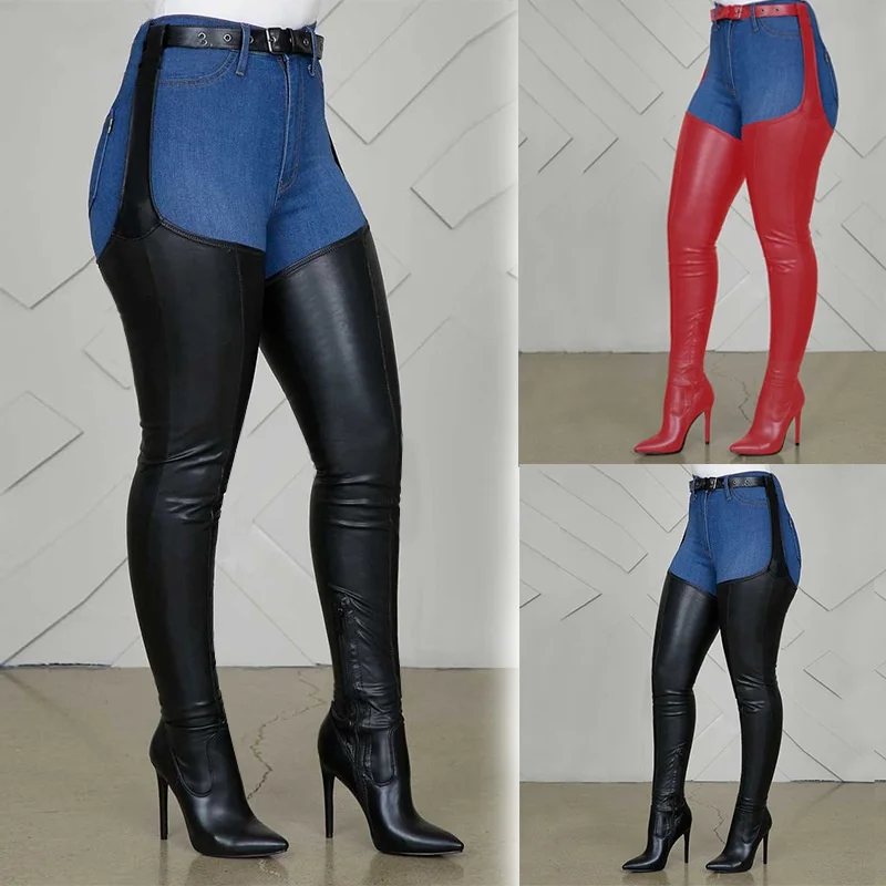 Over Knee and Waist Sexy Boots for Women Black Red Leather Pointed Thick High Heel Fashion Boots Catwalk Big Lady Size 46
Over Knee and Waist Sexy Boots for Women Black Red Leather Pointed Thick High Heel Fashion Boots Catwalk Big Lady Size 46