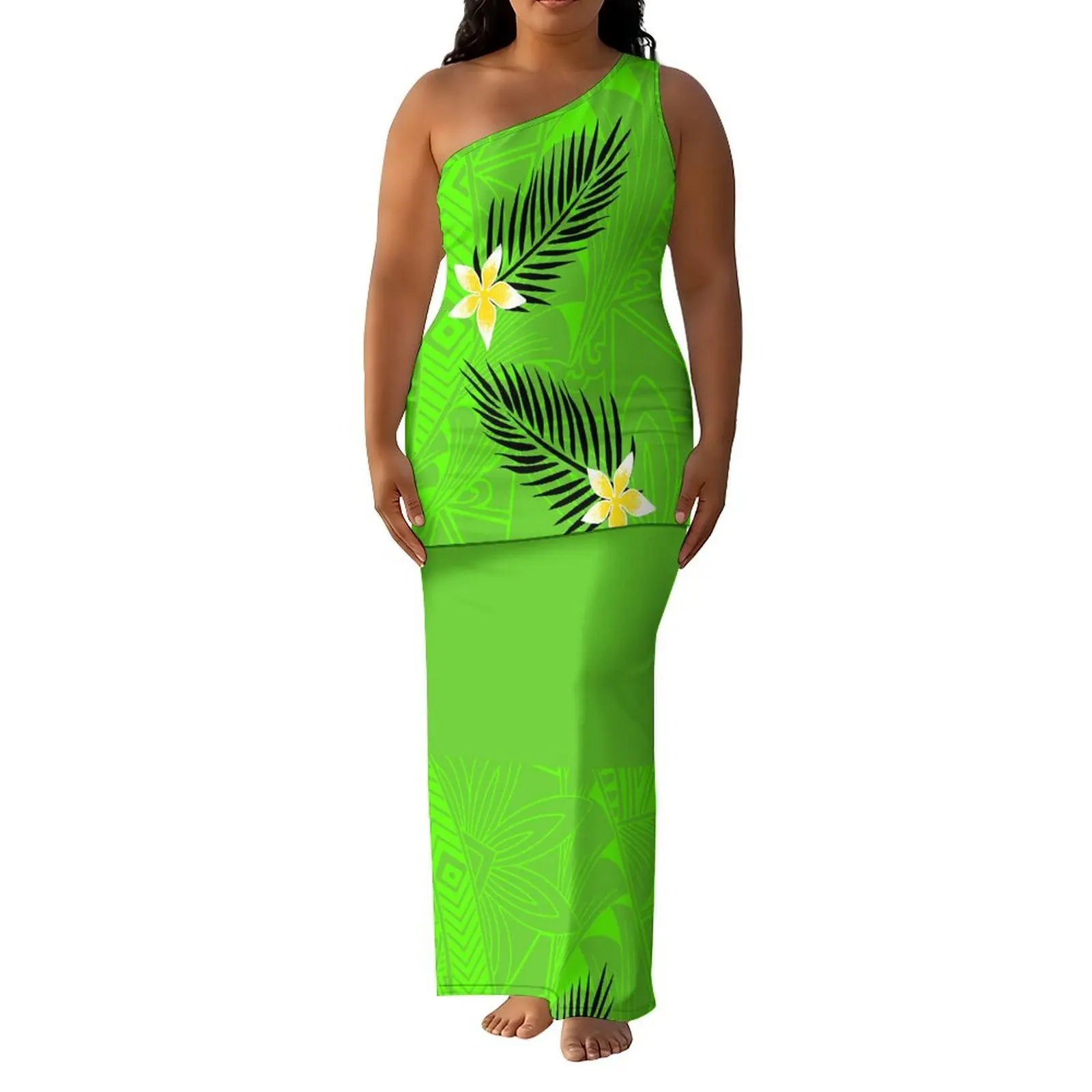 Polynesian Tribe Designed A Custom Floral-Printed Pattern For Ladies' Puletasi Off-The-Shoulder Blouse And Fashionable Skirt Set
Polynesian Tribe Designed A Custom Floral-Printed Pattern For Ladies' Puletasi Off-The-Shoulder Blouse And Fashionable Skirt Set