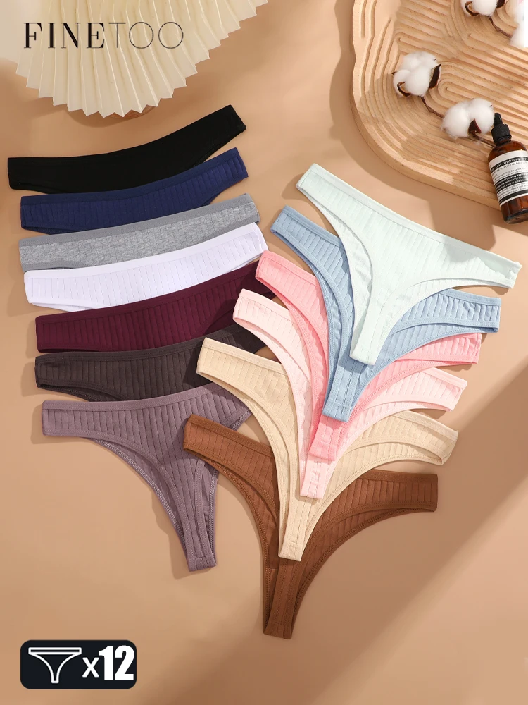 12pcs/Set Cotton Ribbed Striped Underwear for Women Sexy Breathable Solid Thongs Girls Low-Waist G-string Stretchy Soft Panties
12pcs/Set Cotton Ribbed Striped Underwear for Women Sexy Breathable Solid Thongs Girls Low-Waist G-string Stretchy Soft Panties